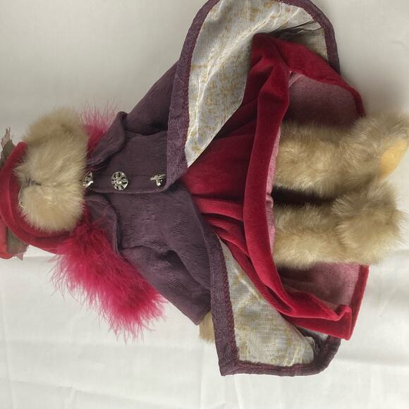 Bearington Collection Queen Fedora Teddy Bear Rose Hat Feather Boa Glasses 2003 - Picture 4 of 8